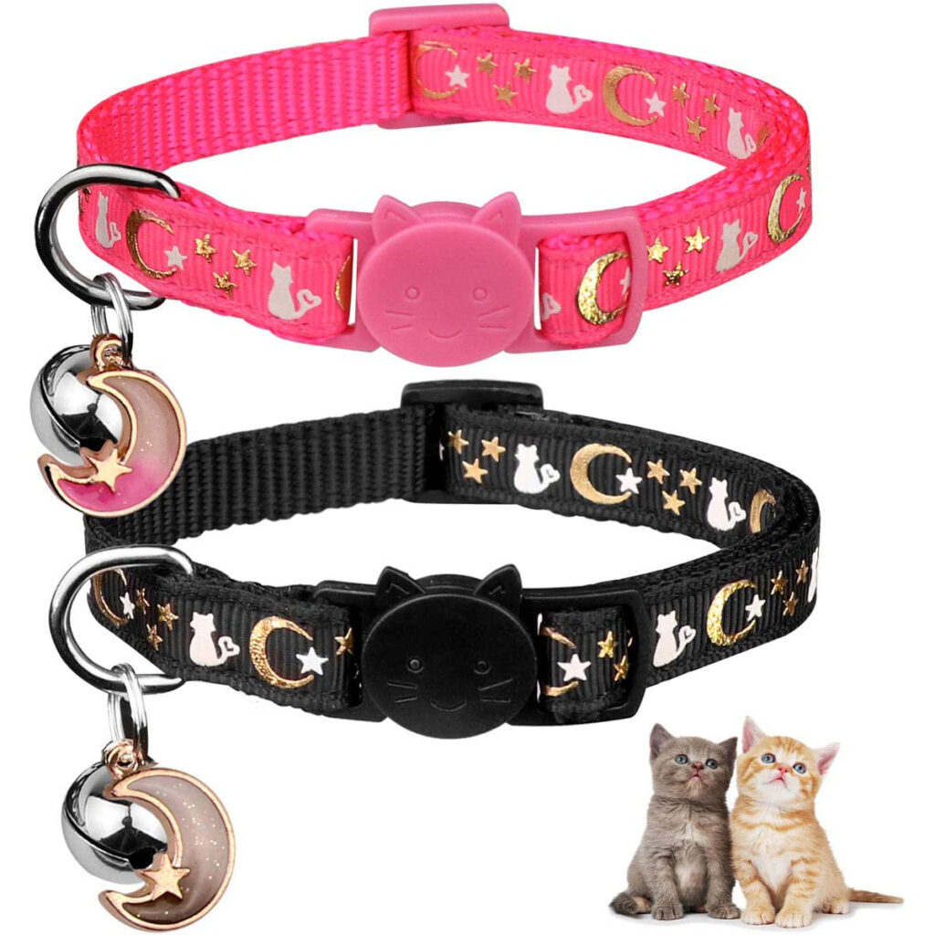2PC Breakaway Cat Collars with Bell, Moons, and Stars via Amazon